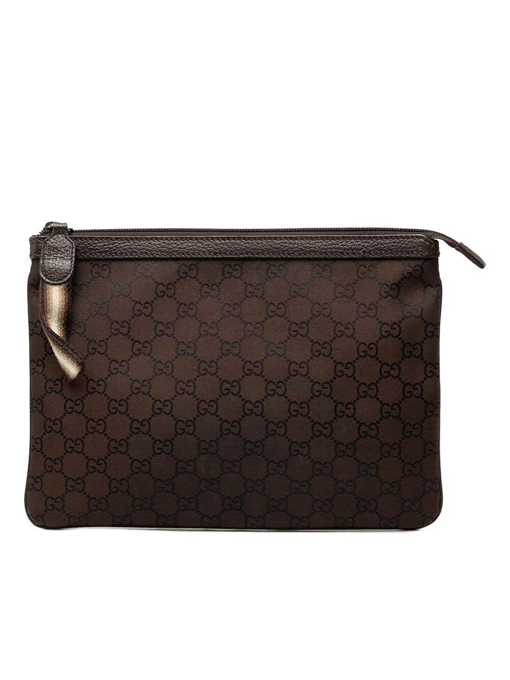 Gucci Gg Nylon Top Zip Clutch Pre-Loved #376335G36B